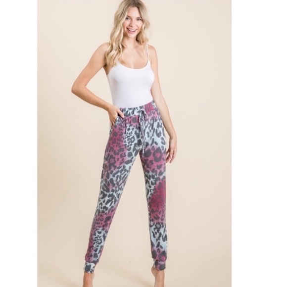 Viamor‎ Leopard Lounge Joggers Pants Size Small - Picture 1 of 8